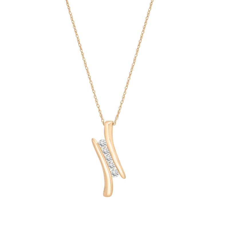 Diamond Bypass Pendant in 10K Yellow Gold (1/4 ct. tw.) – Image 1 of 4