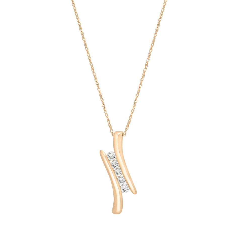 Diamond Bypass Pendant in 10K Yellow Gold (1/4 ct. tw.) – Image 1 of 4