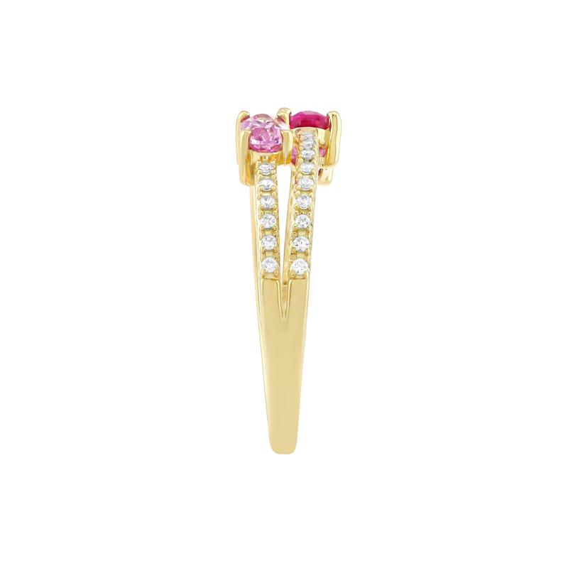 Pink Sapphire and Diamond Ring in 10K Yellow Gold &#40;1/6 ct. tw.&#41; – Image 3 of 3