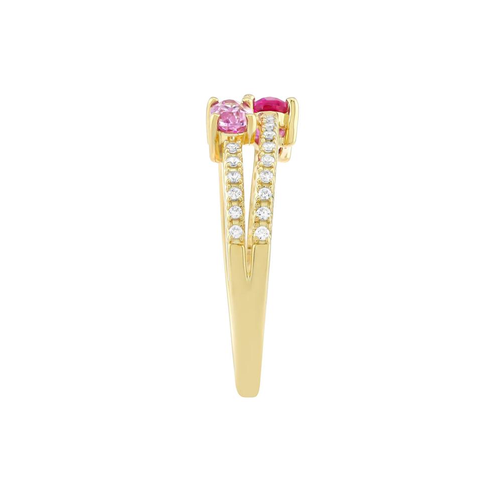 Pink Sapphire and Diamond Ring in 10K Yellow Gold (1/6 ct. tw.) – Image 3 of 3