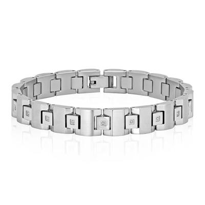 Men's 1/10 ct. tw. Diamond Link Bracelet in Stainless Steel