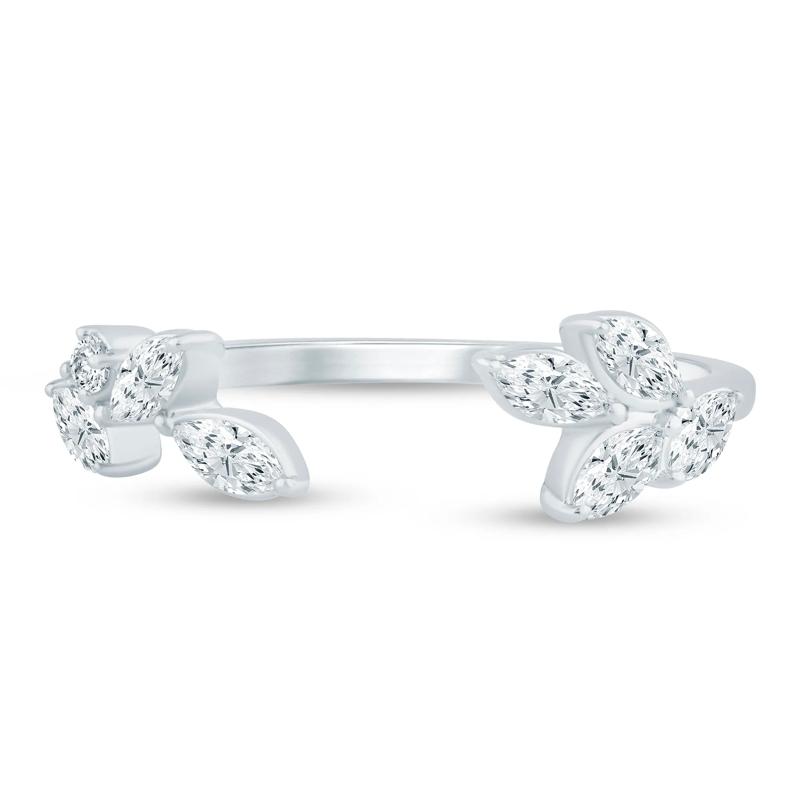 Lab Grown Diamond Floral Open Anniversary Band in 14K White Gold (3/8 ct. tw.) – Image 1 of 3