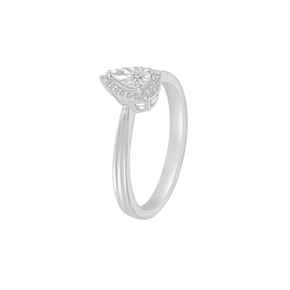 Pear-Shaped Promise Ring with Diamond Halo in Sterling Silver (1/10 ct. tw.) – Image 4 of 4