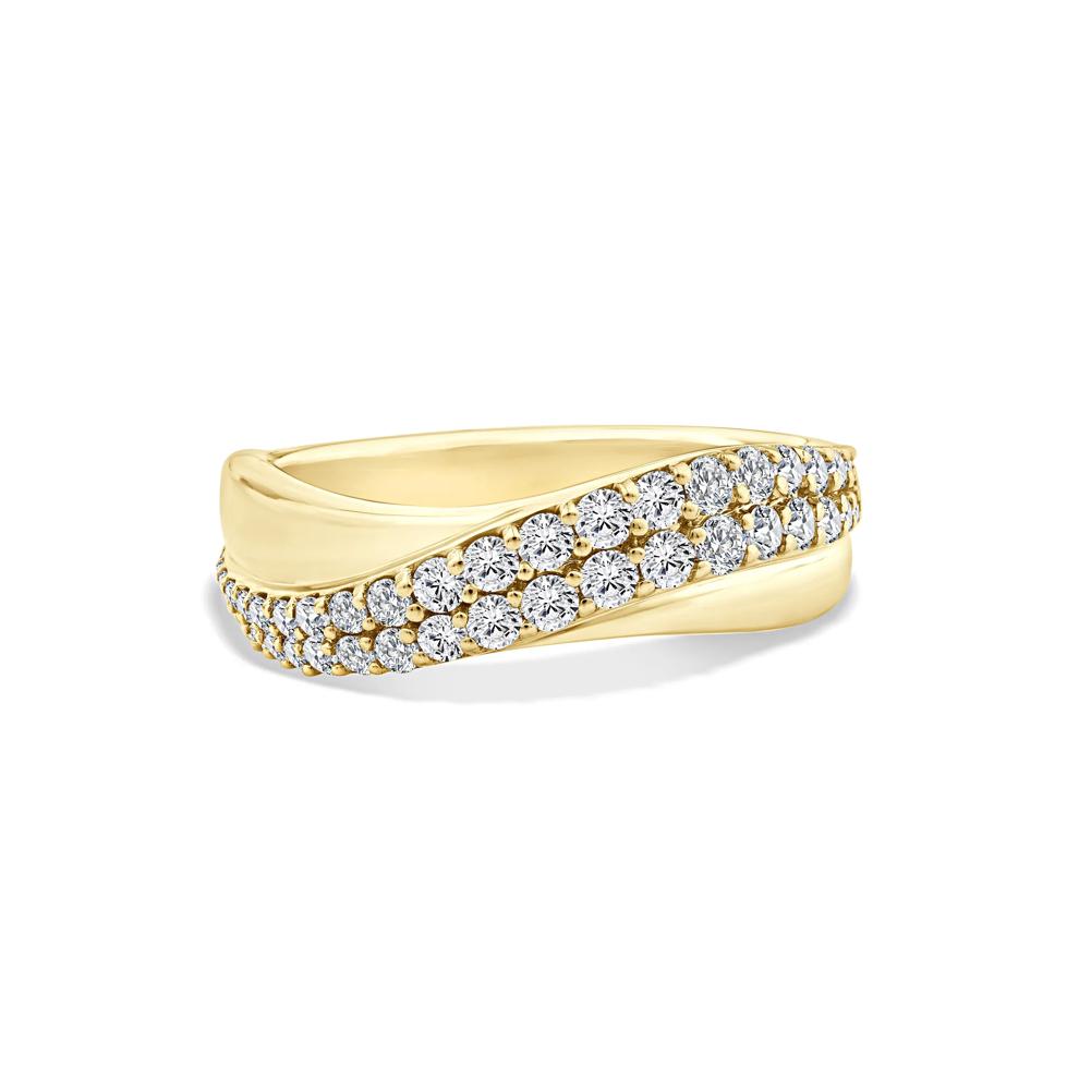 Lab Grown Diamond Bold Wave Multi-Row Anniversary Band in 10K Yellow Gold (5/8 ct. tw.) – Image 1 of 4