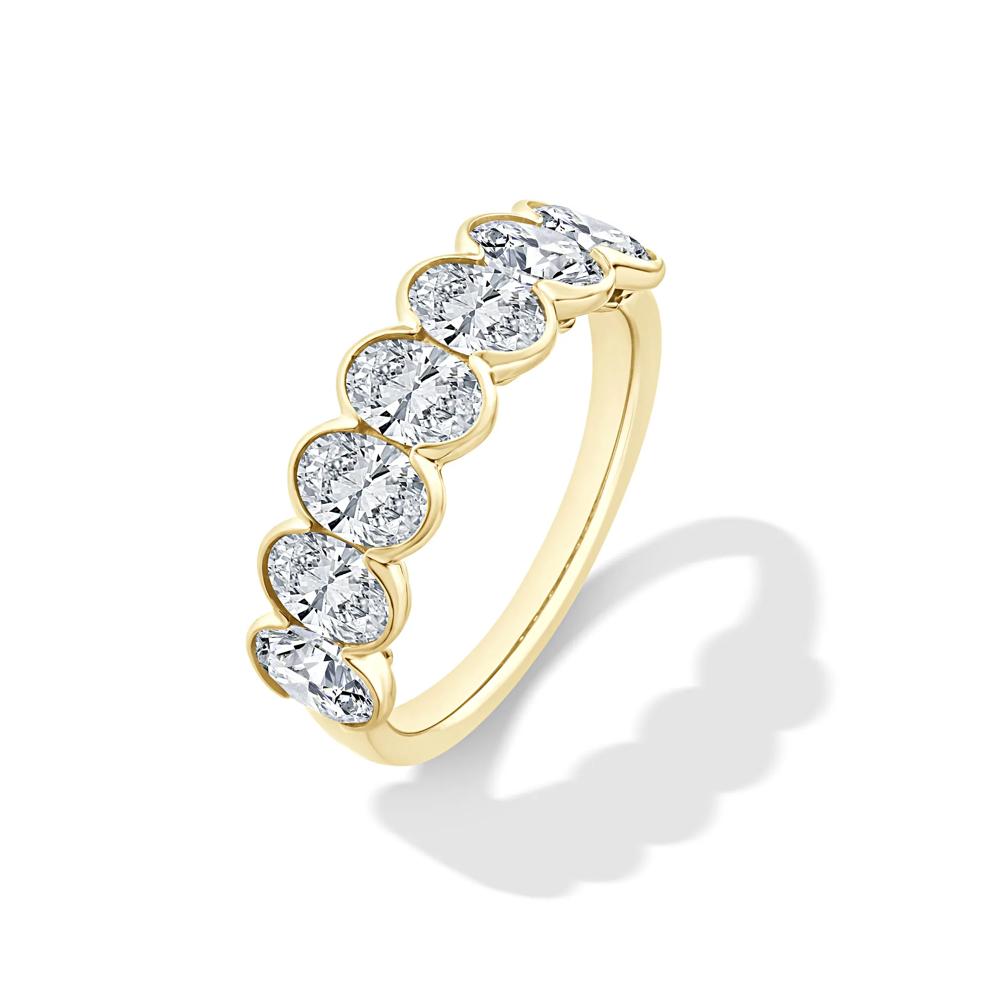Lab Grown Diamond Oval Seven-Stone Half-Bezel Band in 14K Yellow Gold (2 ct. tw.) – Image 4 of 4