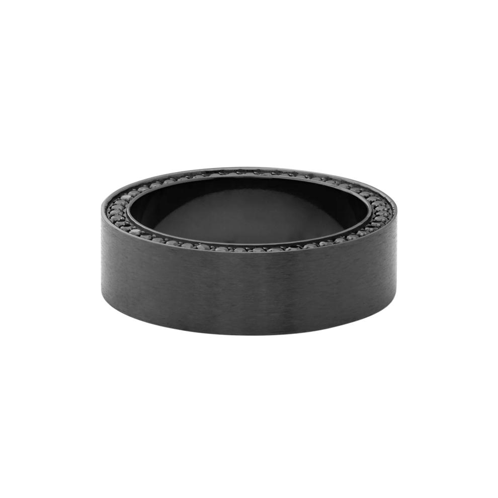 Men&rsquo;s Black Diamond Eternity Band in Zirconium, 7MM – Image 1 of 3