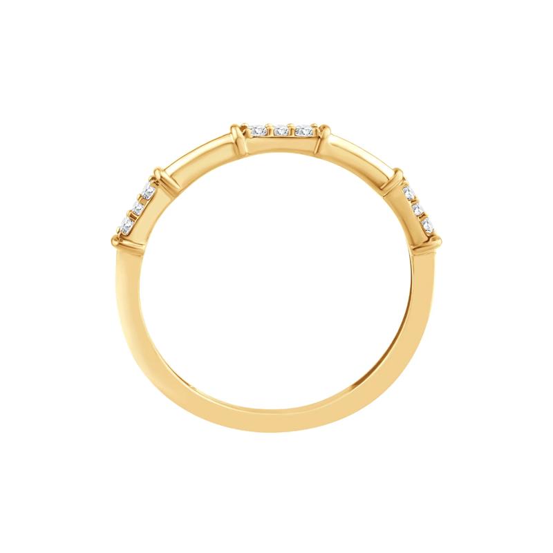 Diamond Bamboo Stack Ring in 10K Yellow Gold &#40;1/10 ct. tw.&#41; – Image 2 of 3