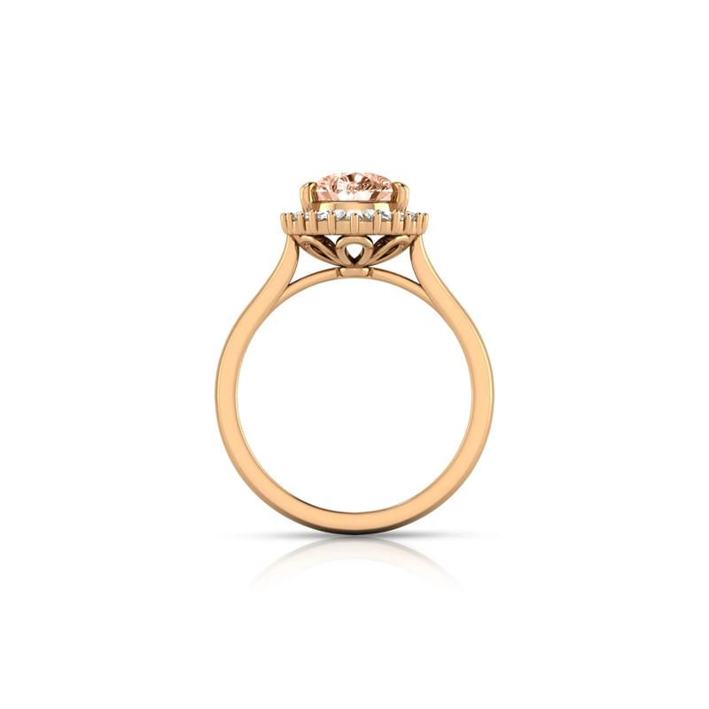 Morganite &amp; Diamond Halo Ring in 10K Rose Gold &#40;1/5 ct. tw.&#41; – Image 2 of 3