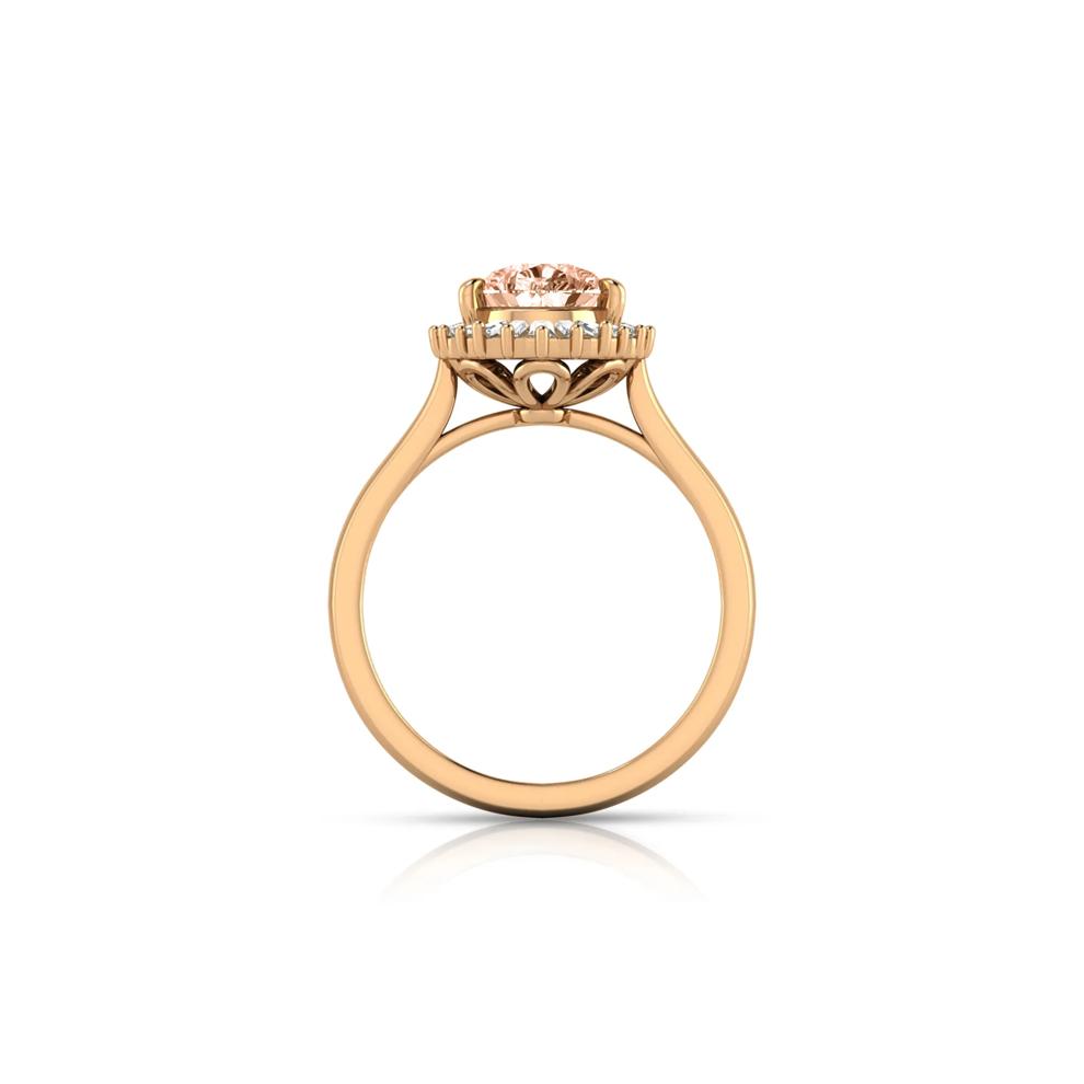 Morganite &amp; Diamond Halo Ring in 10K Rose Gold (1/5 ct. tw.) – Image 2 of 3