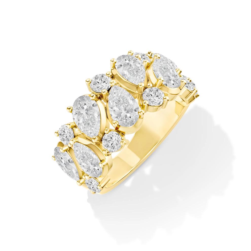 Lab Grown Diamond Pear-Shaped &amp; Round Band in 10K Yellow Gold (3 ct. tw.) – Image 4 of 4