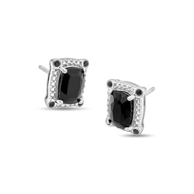 Onyx & Black Diamond Accent Stud Earrings in Sterling Silver