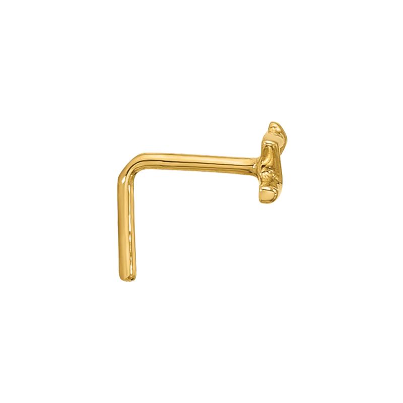 Polished Lightning Bolt Nose Stud in 14K Yellow Gold, 22 Gauge – Image 2 of 3