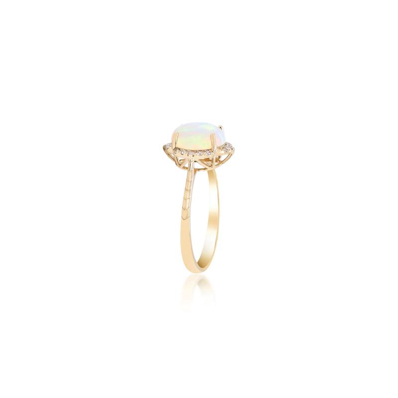Oval-Shaped Opal and Diamond Ring in 10K Yellow Gold – Image 3 of 4
