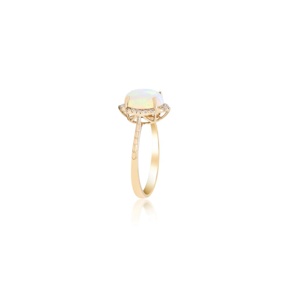 Oval-Shaped Opal and Diamond Ring in 10K Yellow Gold – Image 3 of 4