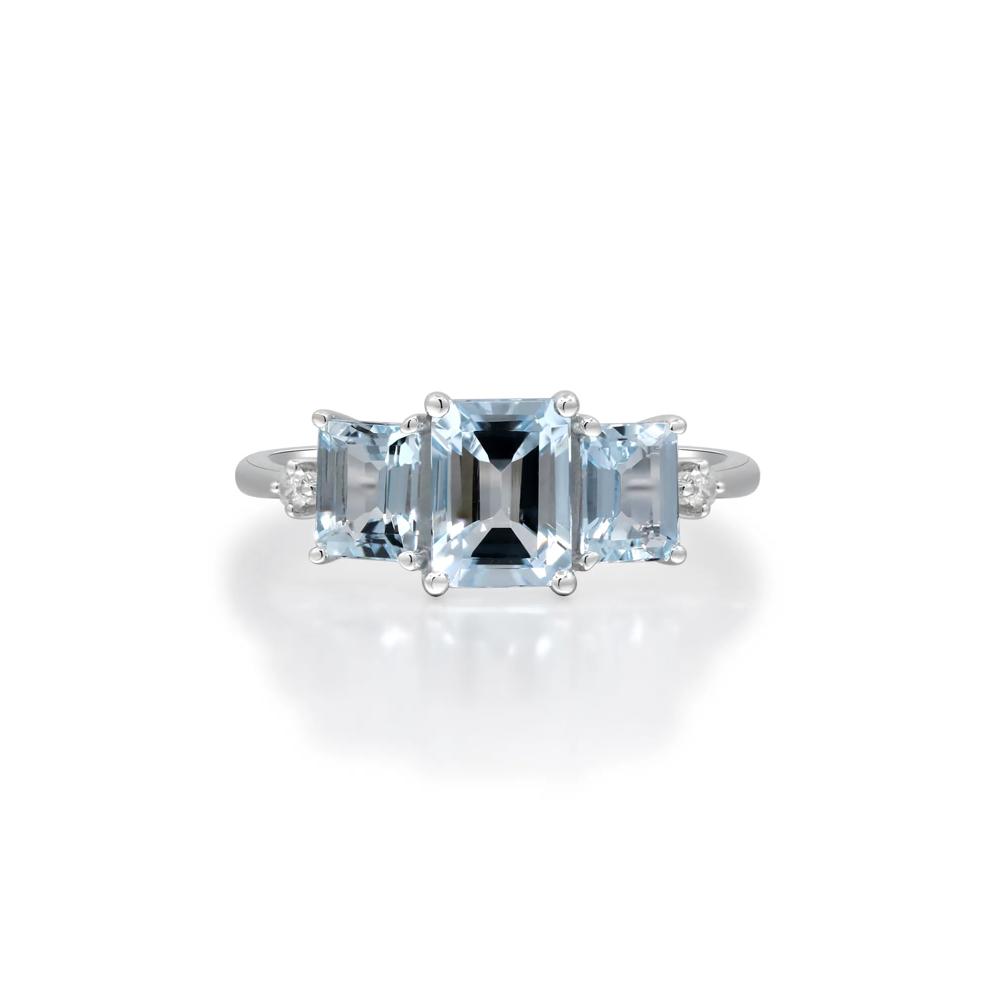 Aquamarine and Diamond Accent Ring in 10K White Gold – Image 1 of 5