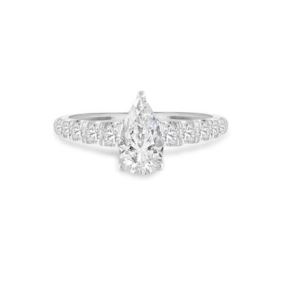 Lab Grown Diamond Pear-Shaped Center Engagement Ring in 14K White Gold (1 1/2 ct. tw.)