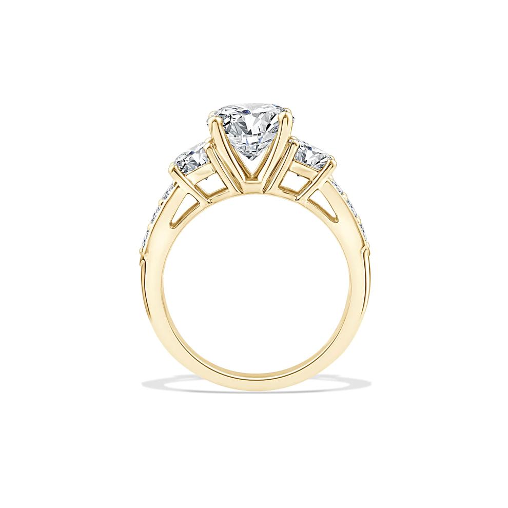 Lab Grown Diamond Round Center Three-Stone Engagement Set in 10K Yellow Gold (4 ct. tw.) – Image 2 of 6