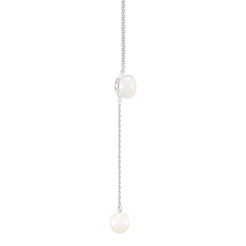 Round and Button Freshwater Cultured Pearl Drop Pendant in Sterling Silver – Image 2 of 4