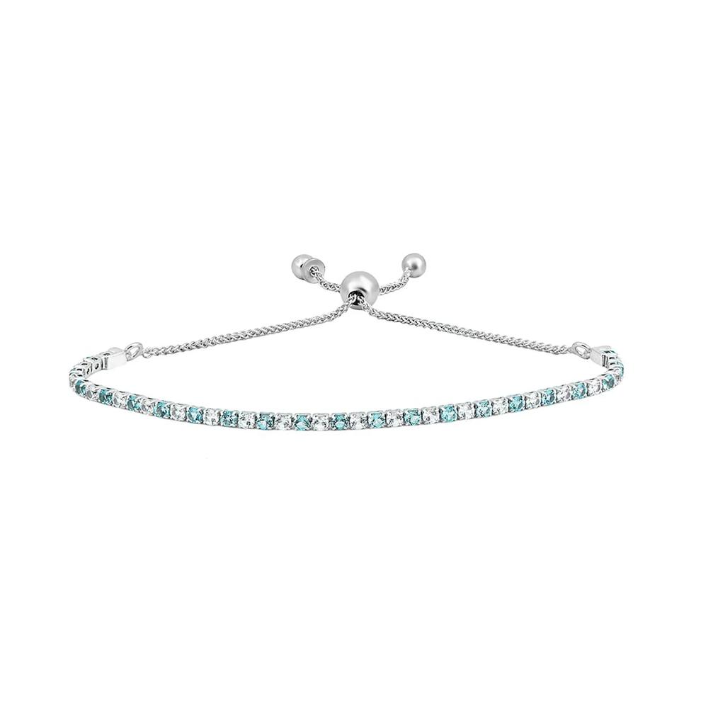 Blue Topaz &amp; Lab Created White Sapphire Bolo Bracelet in Sterling Silver – Image 1 of 1