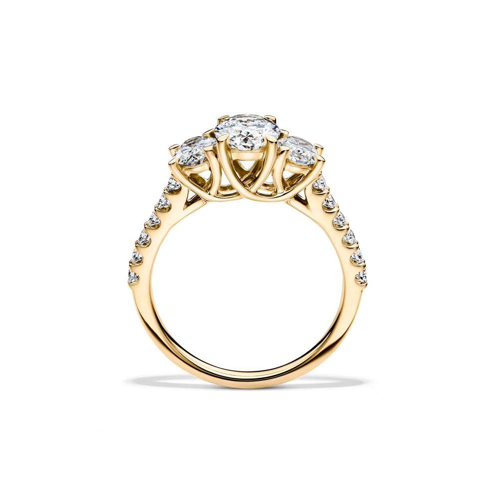 Lab Grown Diamond Three Stone Oval Engagement Ring in 14K Yellow Gold (2 ct. tw.) – Image 2 of 4