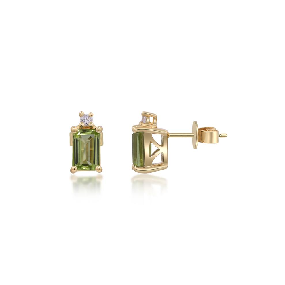 Peridot and Diamond Accent Earrings in 10K Yellow Gold – Image 3 of 3
