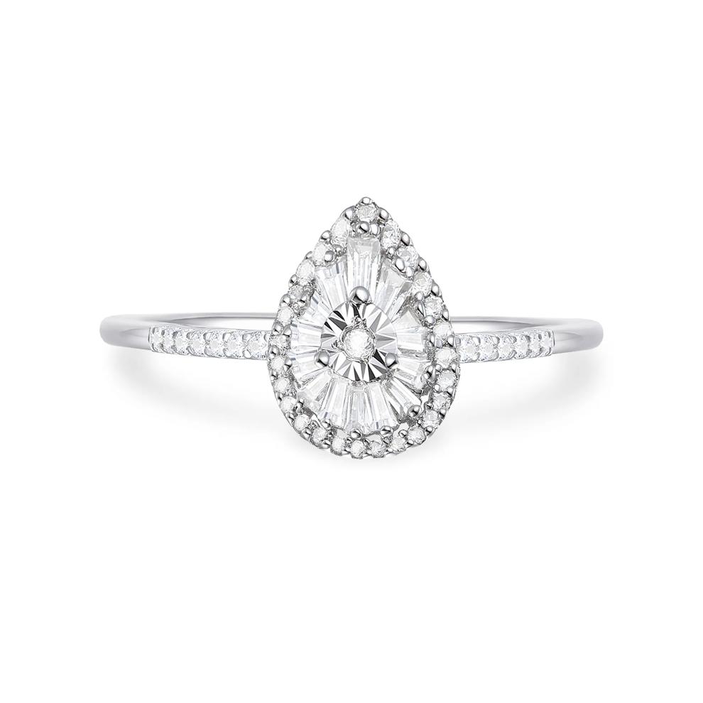Diamond Pear-Shaped Promise Ring in Sterling Silver (1/4 ct. tw.) – Image 1 of 4
