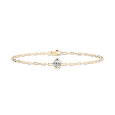 Lab Grown Diamond Pear-Shaped Paperclip Chain Bracelet in 10K Yellow Gold, 7" (1/3 ct. tw.)