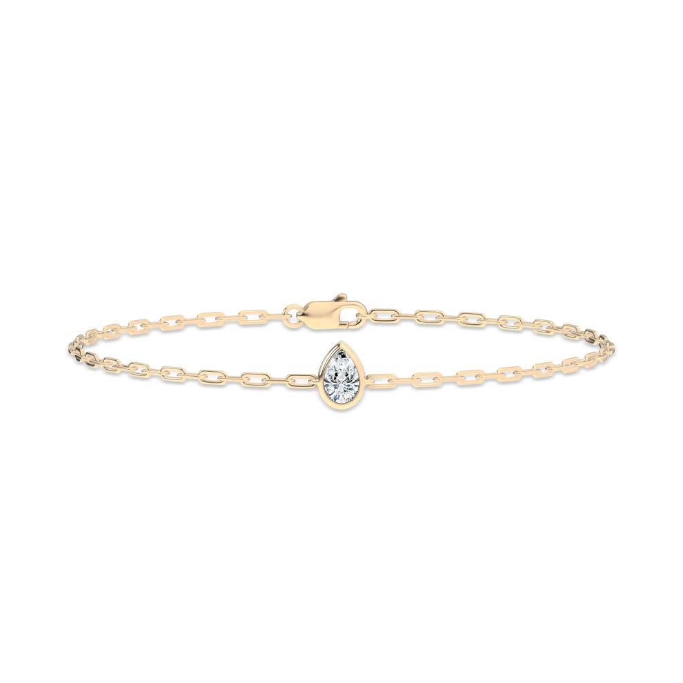 Lab Grown Diamond Pear-Shaped Paperclip Chain Bracelet in 10K Yellow Gold, 7" (1/3 ct. tw.) – Image 1 of 2