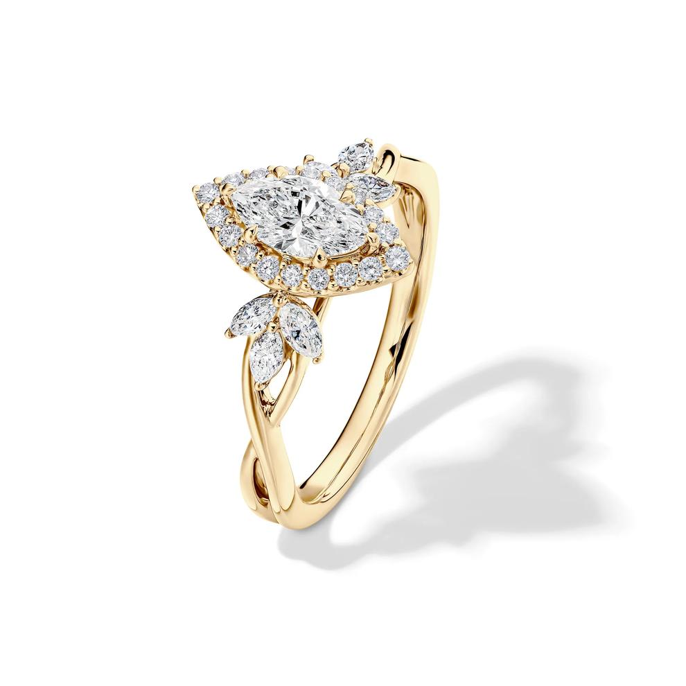 Diamond Marquise Halo Engagement Ring in 14K Yellow Gold (7/8 ct. tw.) – Image 4 of 4