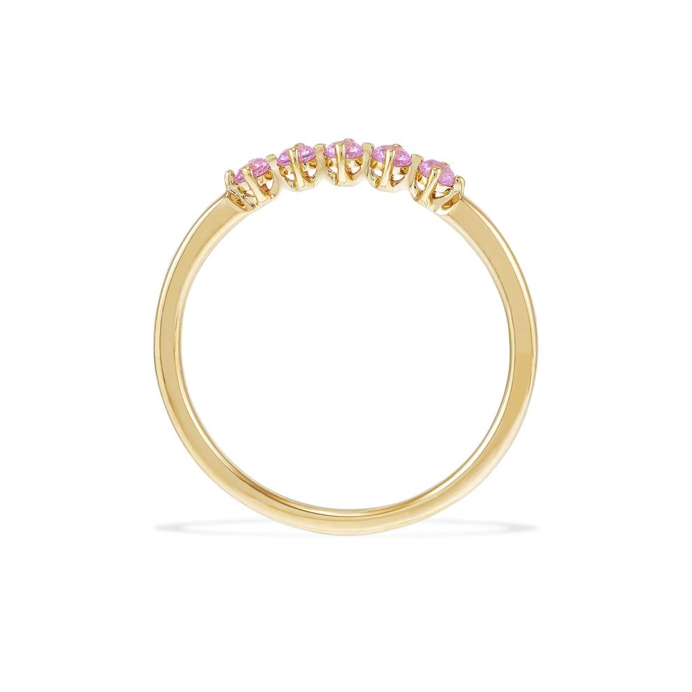 Lab-Created Pink Sapphire Five-Stone Band in 10K Yellow Gold – Image 2 of 4