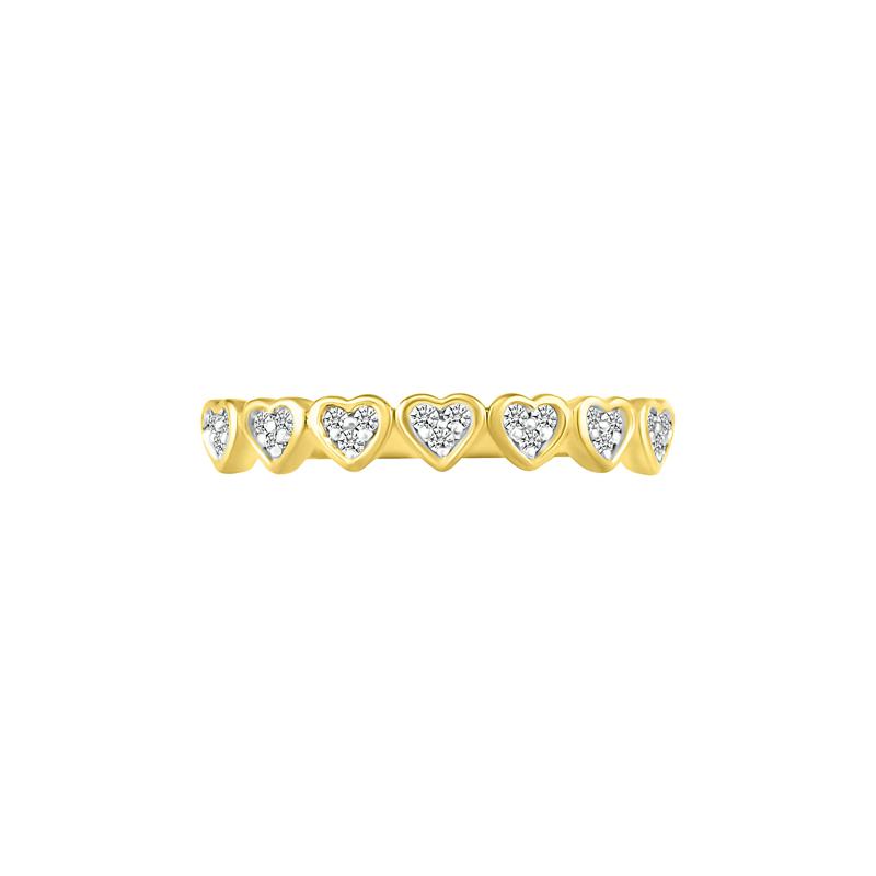 Heart-Shaped Diamond Stacking Band in 10K Yellow Gold &#40;1/8 ct. tw.&#41; – Image 1 of 5