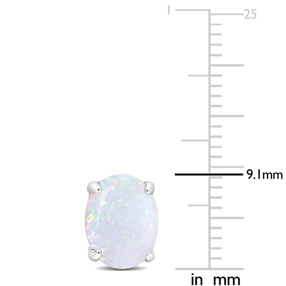 Oval-Shaped Lab Created Opal Stud Earrings in Sterling Silver – Image 2 of 2