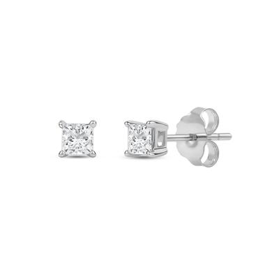 Lab Grown Diamond Princess-Cut Solitaire Stud Earrings in 14K Gold