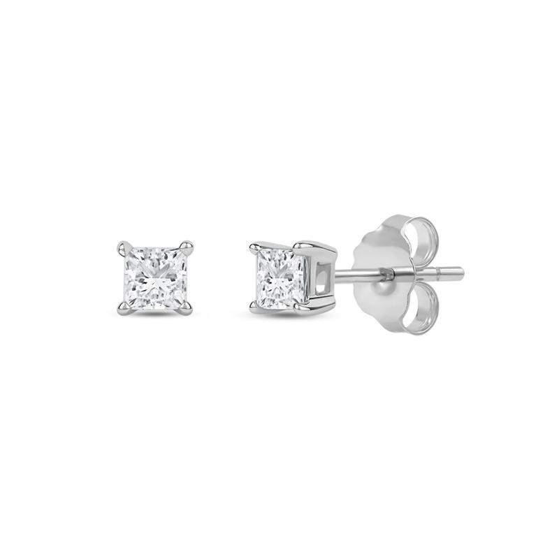 Lab Grown Diamond Princess-Cut Solitaire Stud Earrings in 14K White Gold &#40;1/3 ct. tw.&#41; – Image 1 of 3