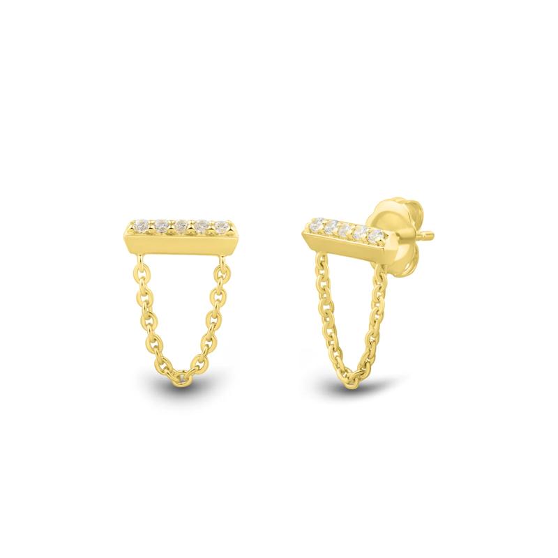 Lab Grown Diamond Bar and Chain Earrings in Vermeil &#40;1/10 ct. tw.&#41; – Image 2 of 2