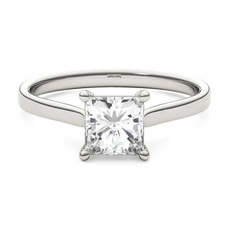 Moissanite Solitaire Ring with Princess Cut – Image 1 of 1