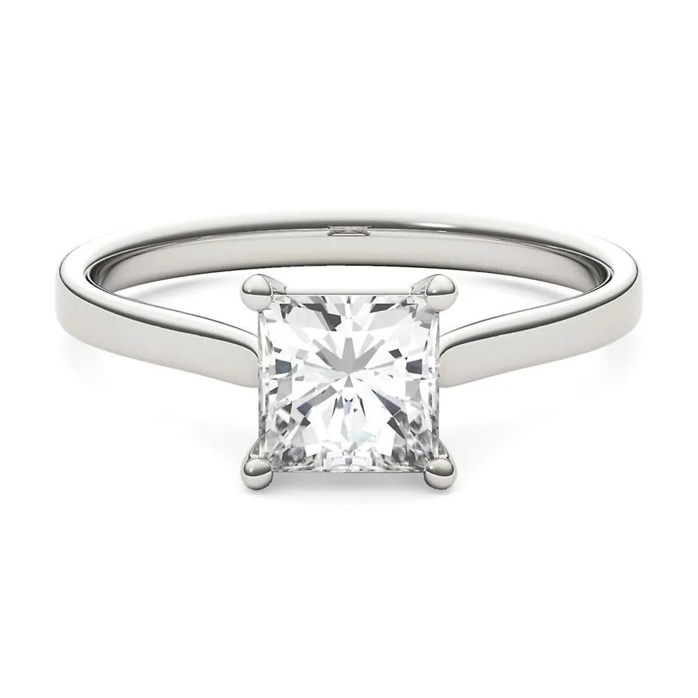 Moissanite Solitaire Ring with Princess Cut – Image 1 of 1
