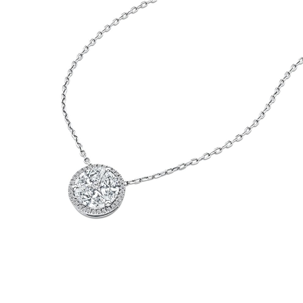 Lab Grown Diamond Marquise Cluster Halo Pendant Necklace in 14K White Gold (1 5/8 ct. tw.) – Image 4 of 4