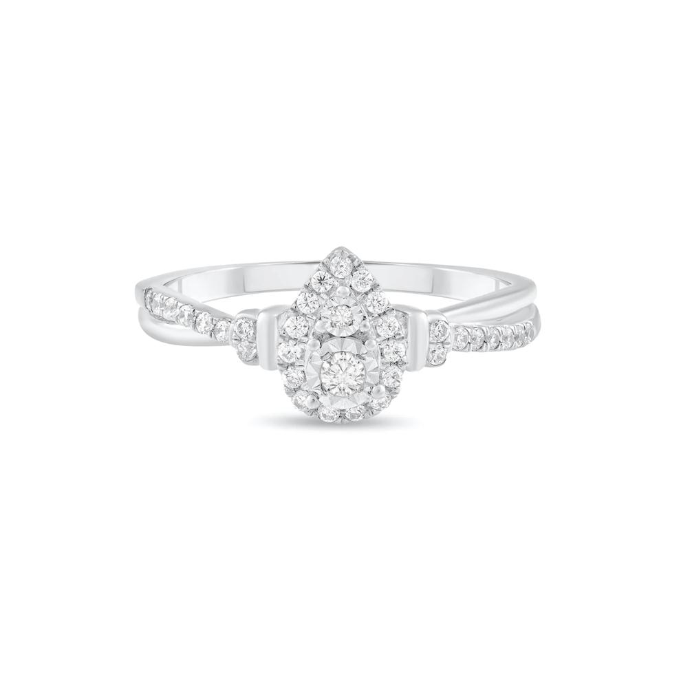 Diamond Pear-Shaped Halo Promise Ring in 10K White Gold (1/4 ct. tw.) – Image 1 of 4