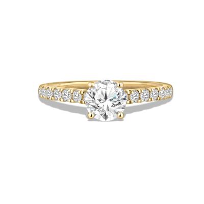Lab Grown Diamond Round Center Engagement Ring in 10K Yellow Gold (1 1/3 ct. tw.)