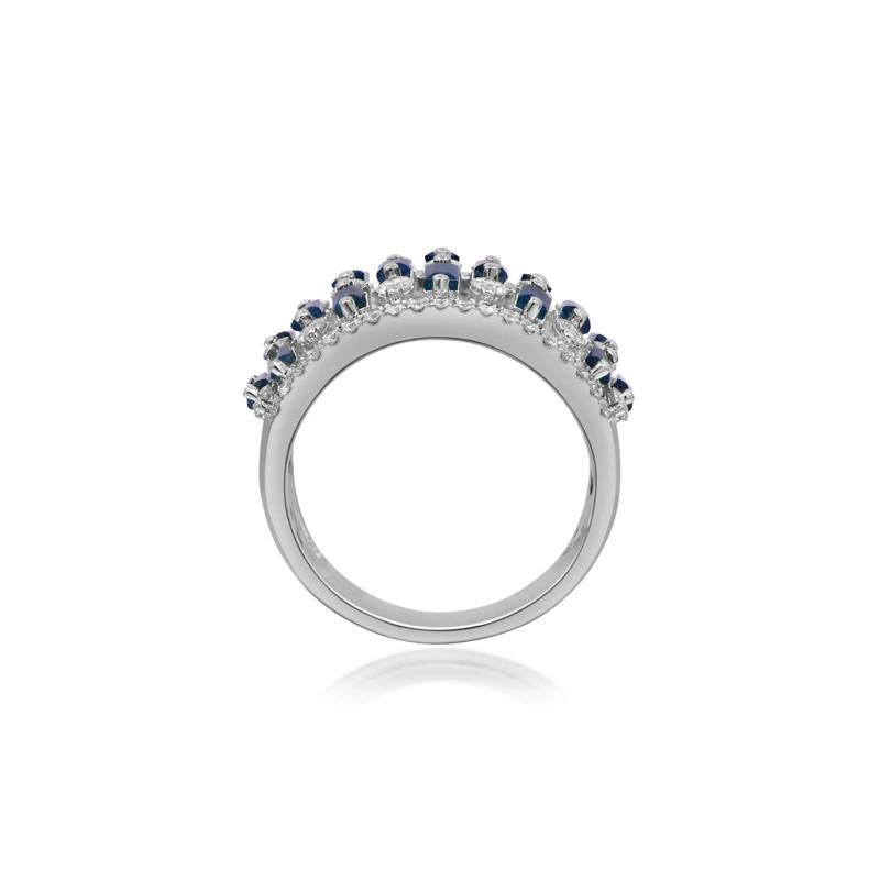 Blue Sapphire and Diamond Checkerboard Ring in 14K White Gold &#40;1 ct. tw.&#41; – Image 2 of 5