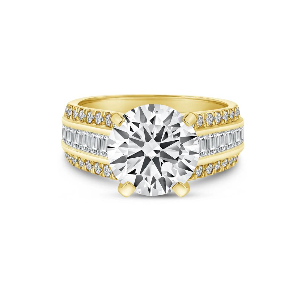 1 ct. tw. Round and Baguette-Cut Diamond Semi-Mount Engagement Ring in 14k Yellow Gold (Setting Only) – Image 1 of 6