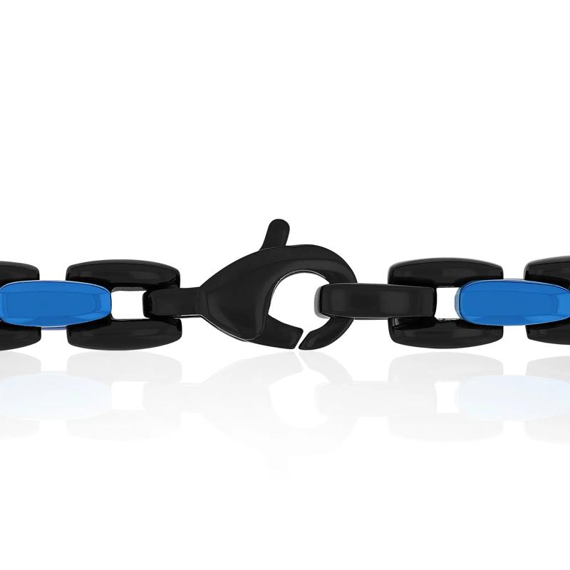 Men&#39;s Link Chain in Black and Blue Ion-Plated Stainless Steel – Image 3 of 3