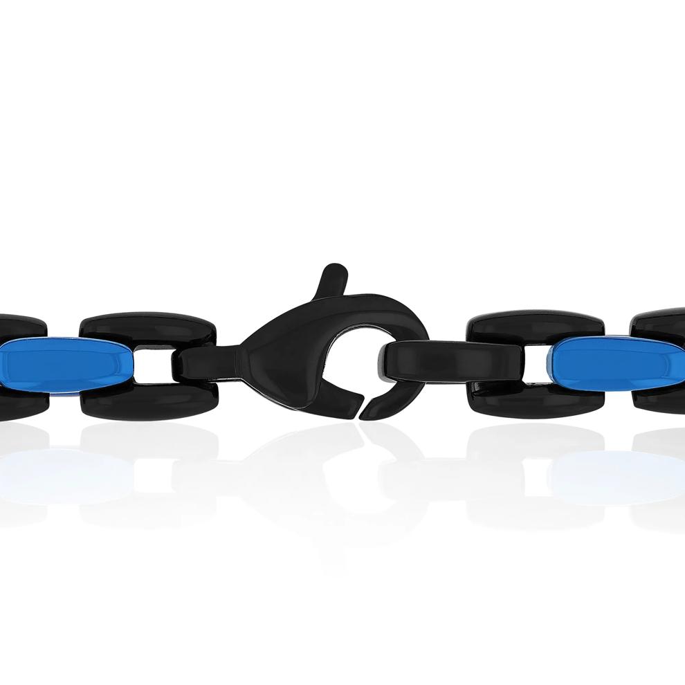 Men's Link Chain in Black and Blue Ion-Plated Stainless Steel – Image 3 of 3