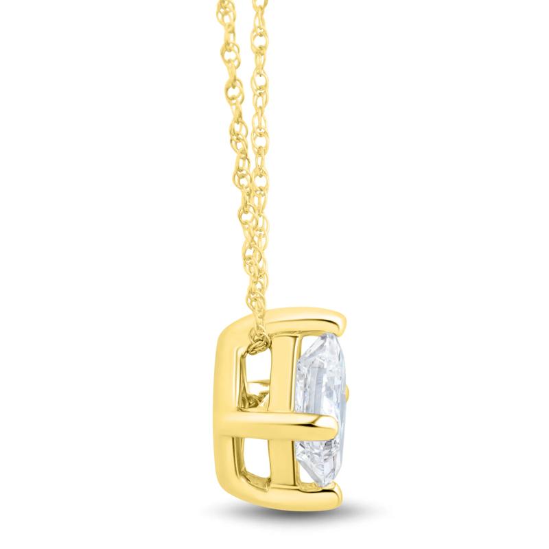 Lab Grown Diamond Princess-Cut Solitaire Pendant in 14K Yellow Gold (1 ct. tw.) – Image 2 of 3
