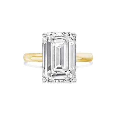 Lab Grown Diamond Emerald-Cut Solitaire Ring in 14K Yellow & White Gold (7 ct.)
