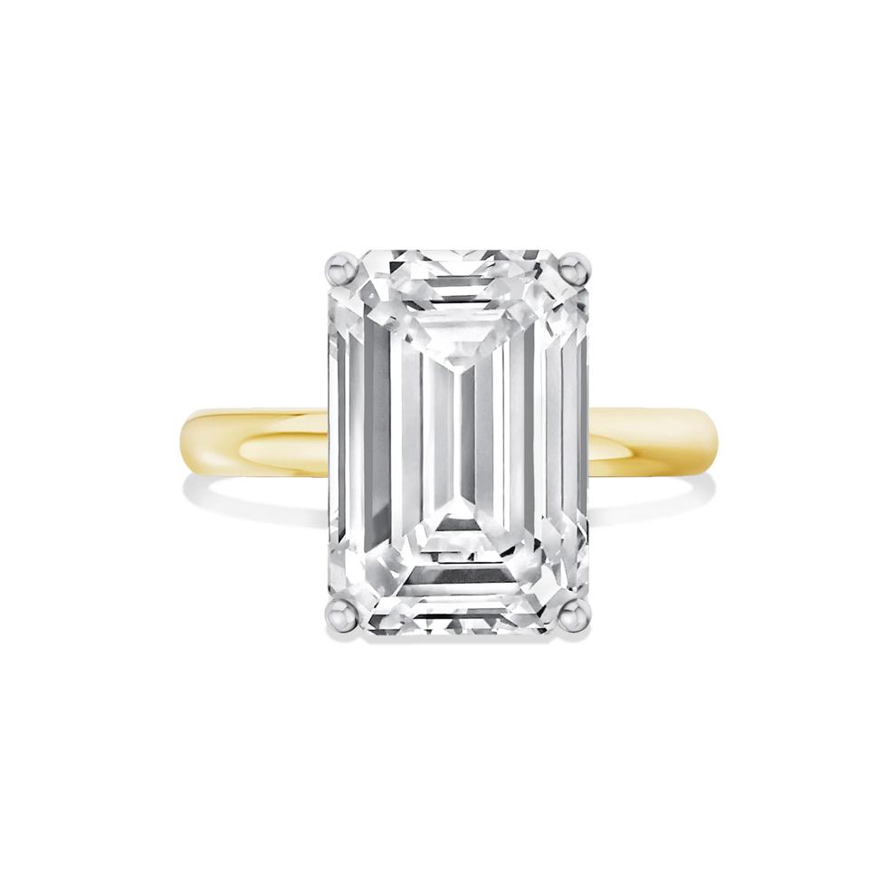 Lab Grown Diamond Emerald-Cut Solitaire Ring in 14K Yellow &amp; White Gold (7 ct.) – Image 1 of 4