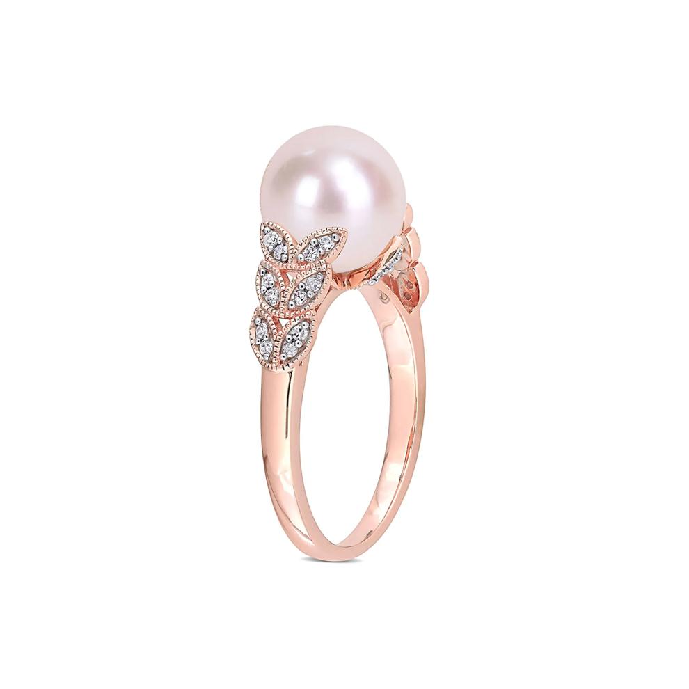 Freshwater Pearl &amp; 1/2 ct. tw. Diamond Ring in 10K Rose Gold – Image 3 of 5