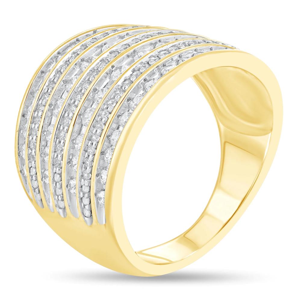 Diamond Multi-Row Wedding Band in 10K Yellow Gold (1 ct. tw.) – Image 2 of 3