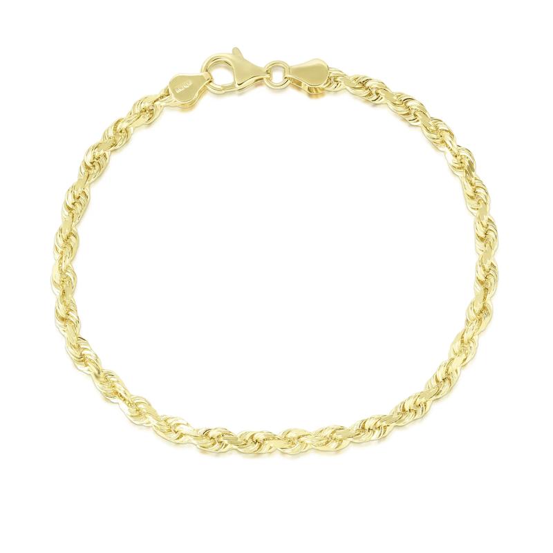 Diamond-Cut Rope Chain Bracelet in 10K Yellow Gold – Image 1 of 2